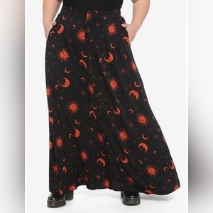 Black & Orange Celestial Maxi Skirt Plus
